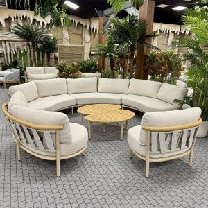 Salotto da Esterno Modulare Circolare Maldive in Alluminio Giardinia Outdoor - Tortora
