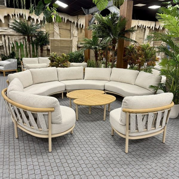 Salotto da Esterno Modulare Circolare Maldive in Alluminio Giardinia Outdoor - Tortora