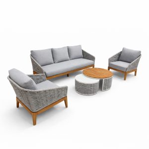 Salotto da Esterno Olbia  in Alluminio e Teak Giardinia Outdoor - Grigio