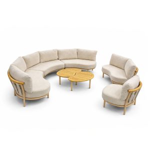 Salotto da Esterno Modulare Circolare Maldive in Alluminio Giardinia Outdoor - Tortora