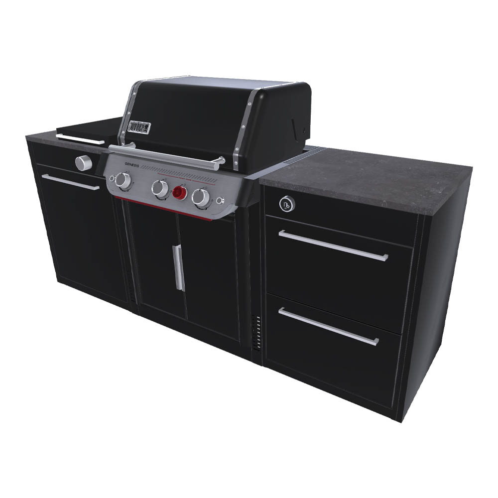 Cucina per Esterno Weber BBQ Kitchen - Barbecue a Gas con Fornello Laterale + 2 Moduli
