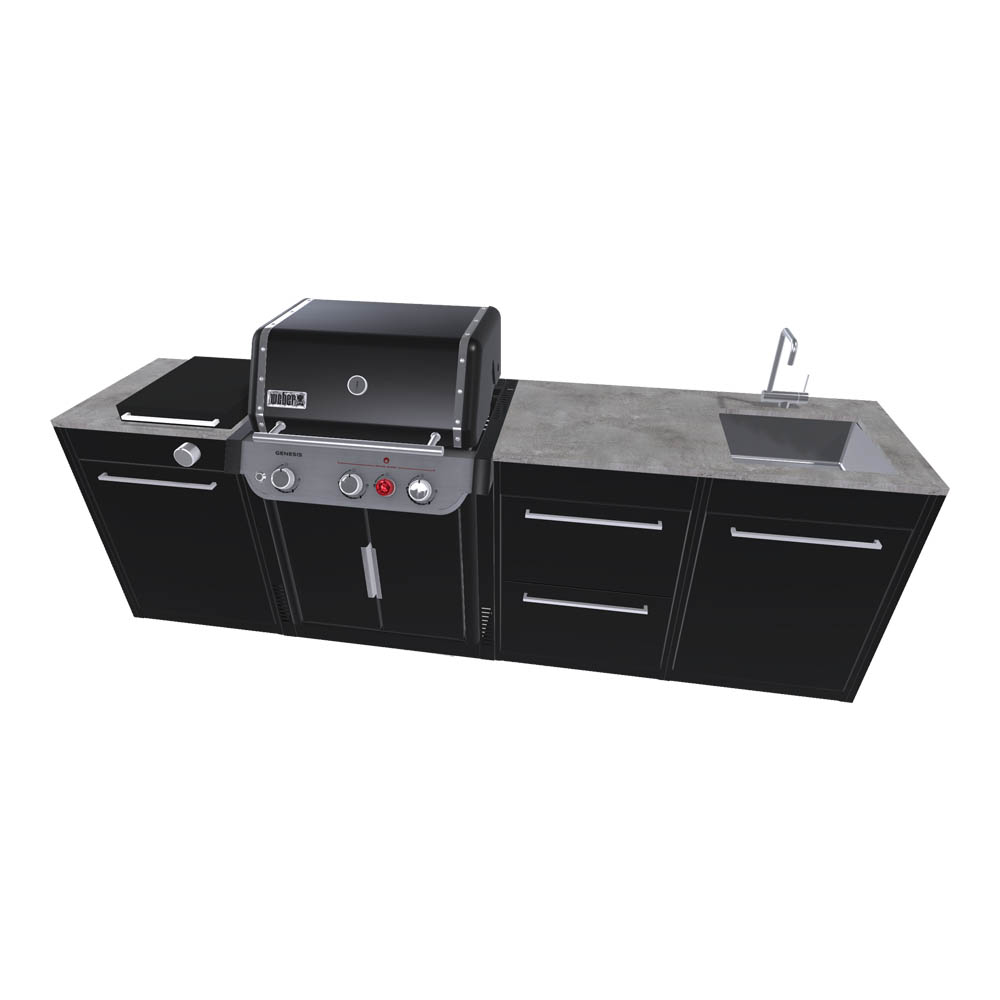 Cucina per Esterno Weber BBQ Kitchen - Barbecue a Gas con Fornello Laterale + 3 Moduli - immagine 4