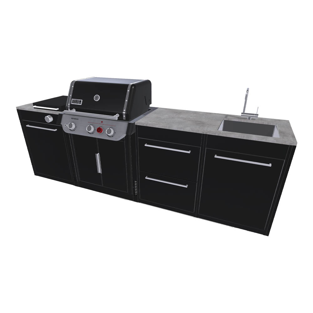 Cucina per Esterno Weber BBQ Kitchen - Barbecue a Gas con Fornello Laterale + 3 Moduli