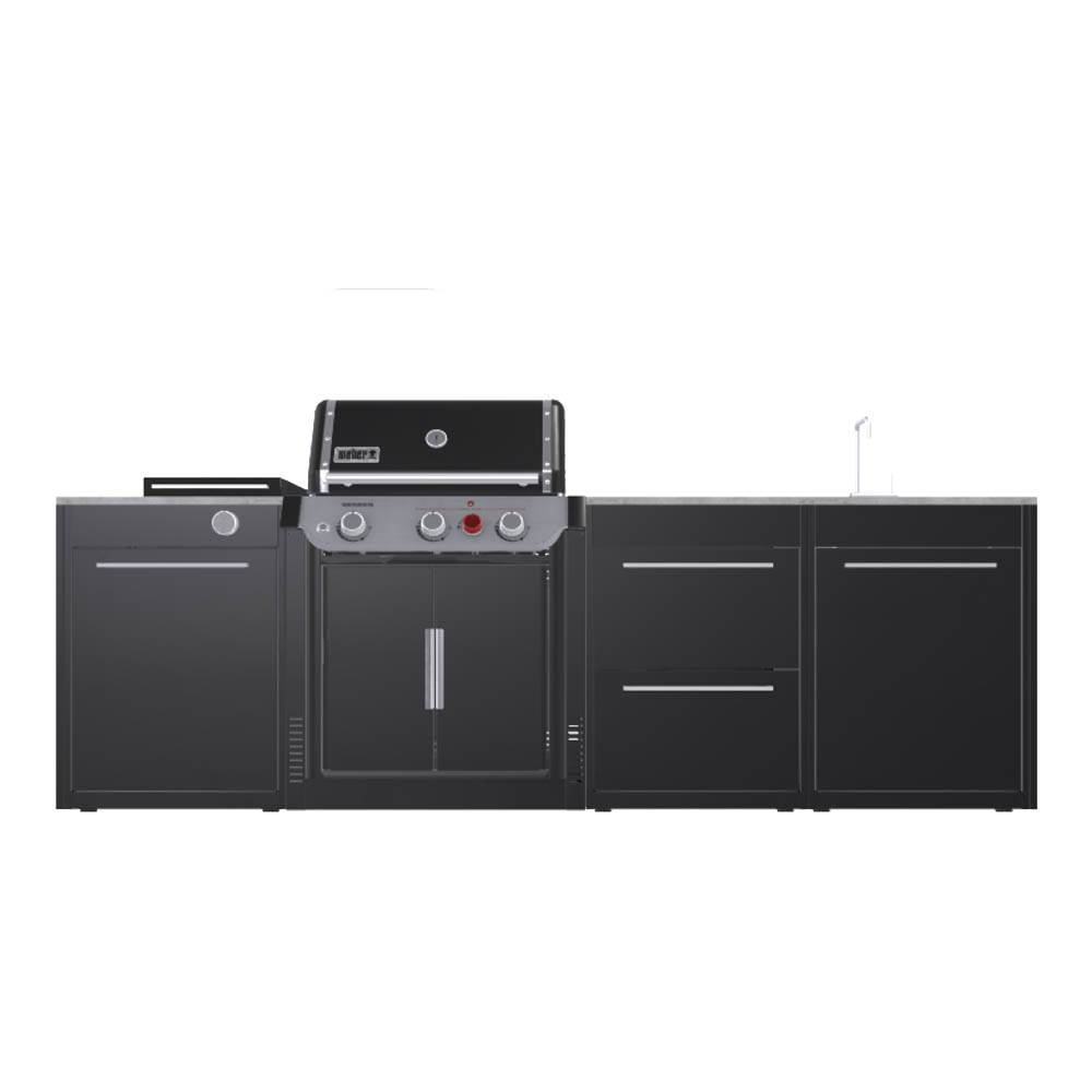 Cucina per Esterno Weber BBQ Kitchen - Barbecue a Gas con Fornello Laterale + 3 Moduli - immagine 2