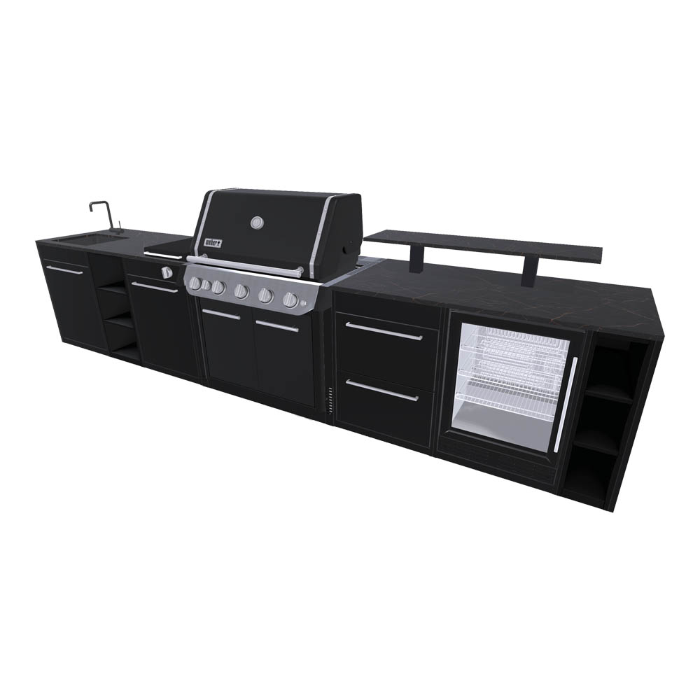 Cucina per Esterno Weber BBQ Kitchen - Barbecue a Gas con Fornello Laterale + 6 Moduli
