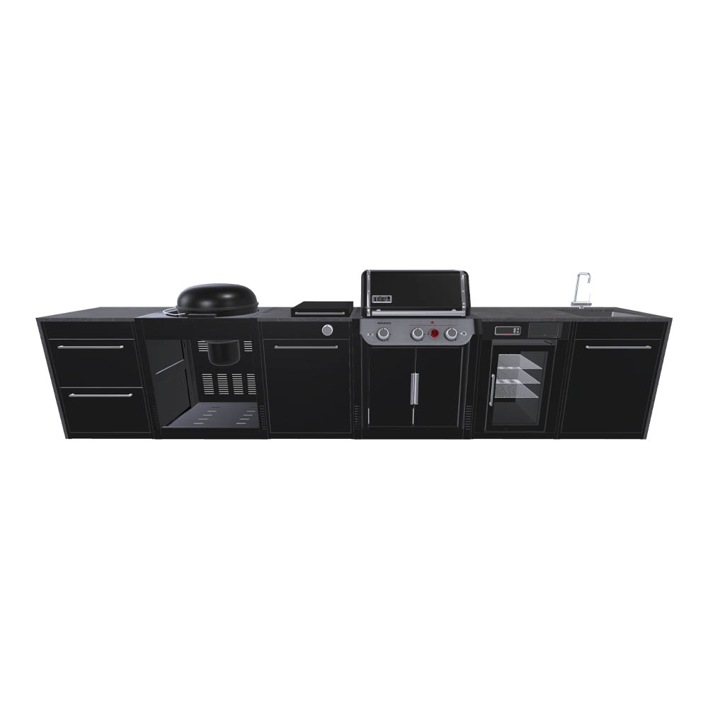 Cucina per Esterno Weber BBQ Kitchen - Barbecue a Gas e Carbone e Fornello Laterale + 4 Moduli - immagine 5