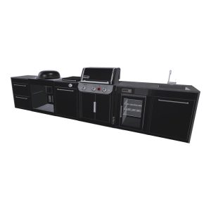 Cucina per Esterno Weber BBQ Kitchen - Barbecue a Gas e Carbone e Fornello Laterale + 4 Moduli