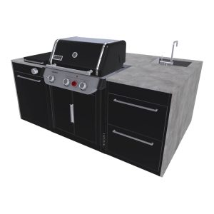 Cucina per Esterno Weber BBQ Kitchen - Isola Barbecue a Gas con Fornello Laterale + 6 Moduli