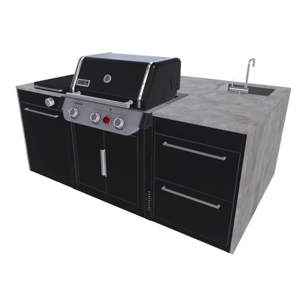 Cucina per Esterno Weber BBQ Kitchen - Isola Barbecue a Gas con Fornello Laterale + 6 Moduli