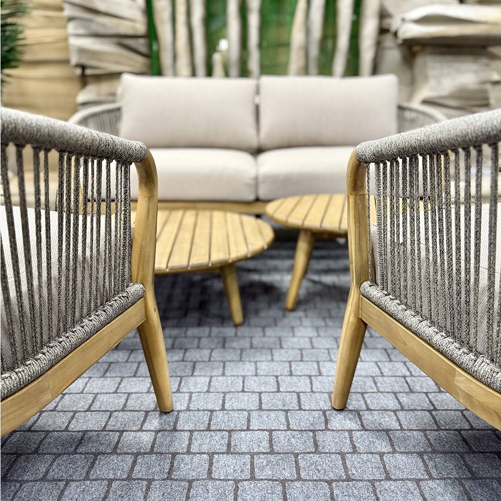 Salotto da Esterno Kosana in Alluminio e Legno Giardinia Outdoor - Grigio - immagine 5