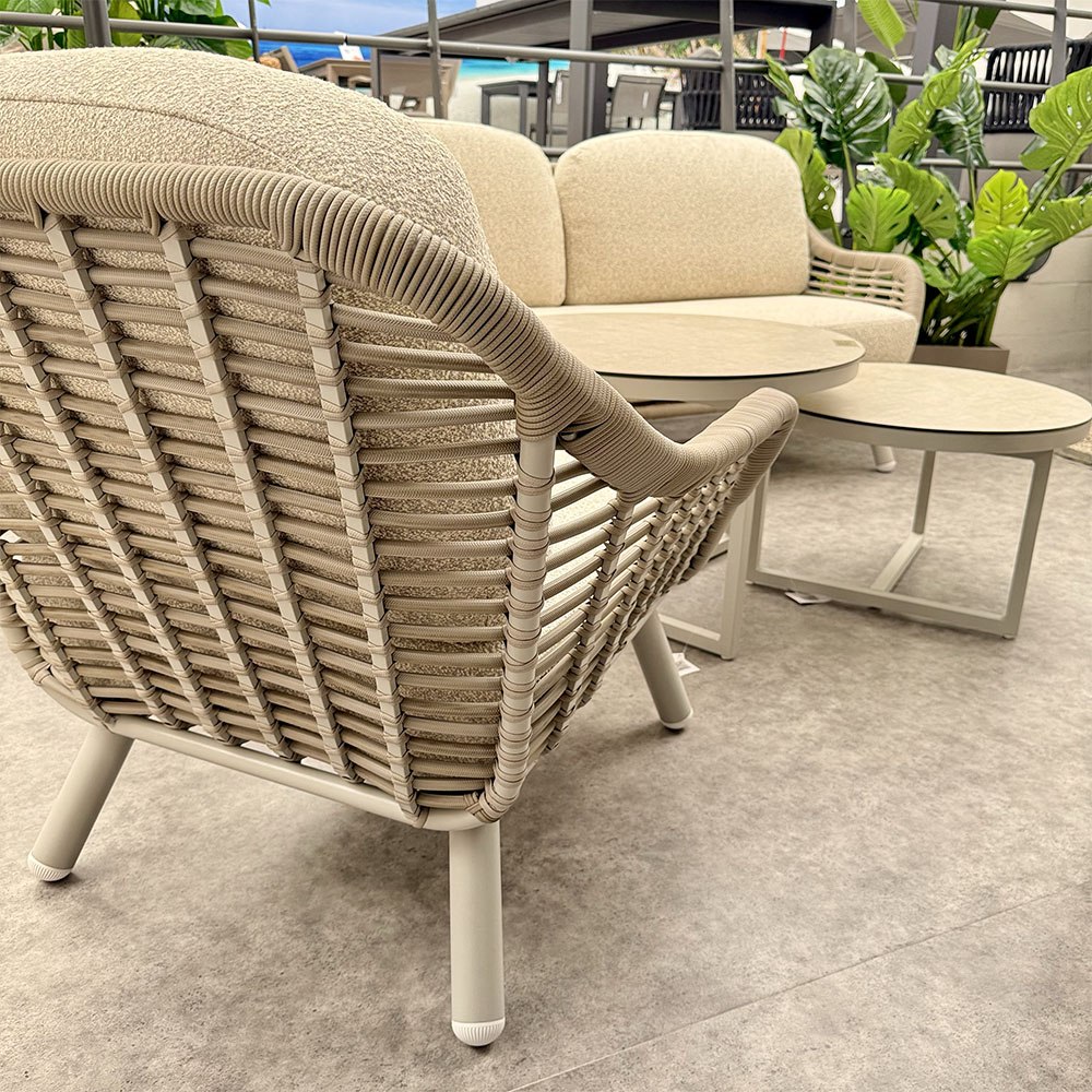 Salotto da Esterno Versilia in Corda Intrecciata Giardinia Outdoor - Grigio Champagne - immagine 2