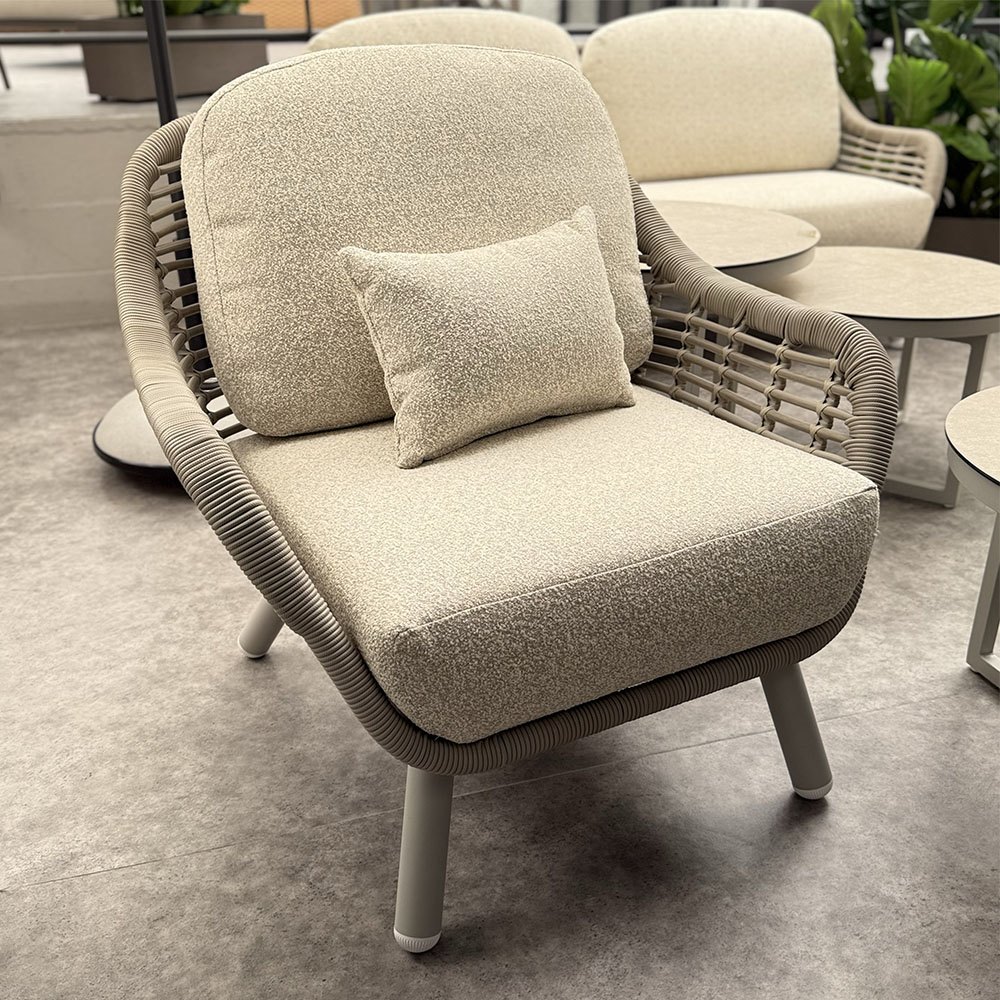 Salotto da Esterno Versilia in Corda Intrecciata Giardinia Outdoor - Grigio Champagne - immagine 4