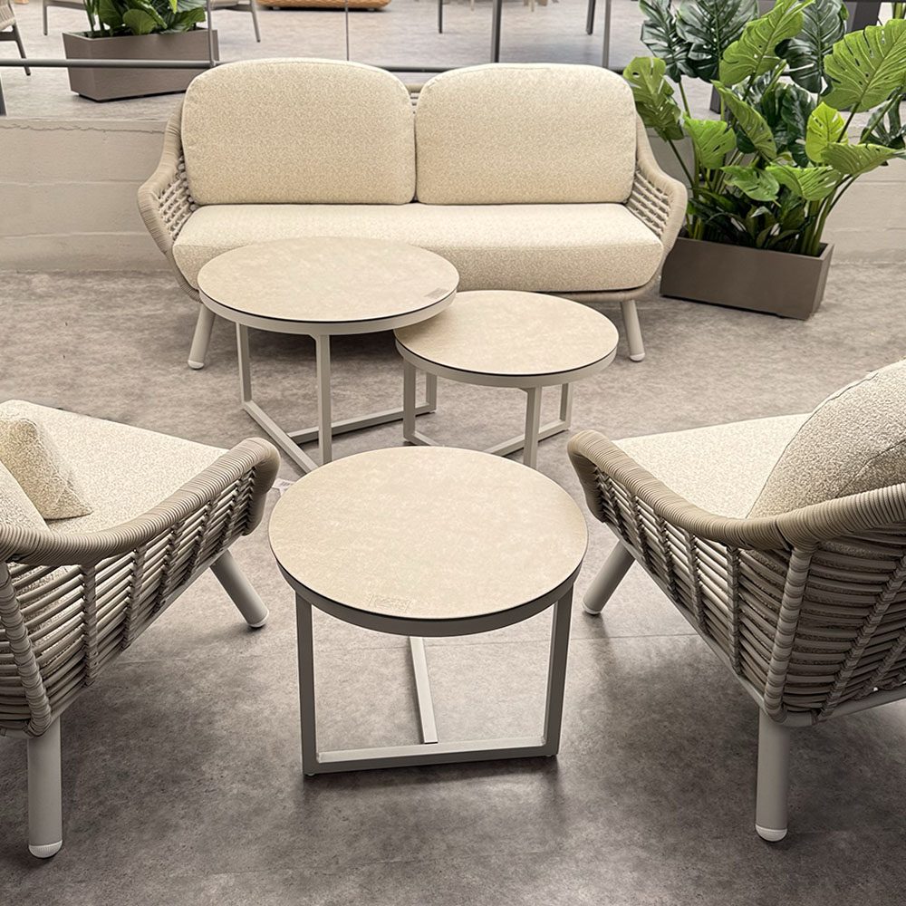 Salotto da Esterno Versilia in Corda Intrecciata Giardinia Outdoor - Grigio Champagne