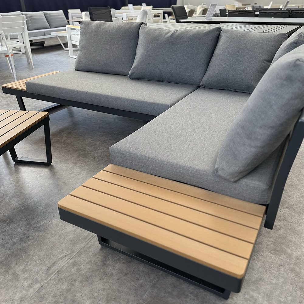 Salotto da Esterno Trasformabile Malta in Alluminio Giardinia Outdoor - Charcoal - immagine 3