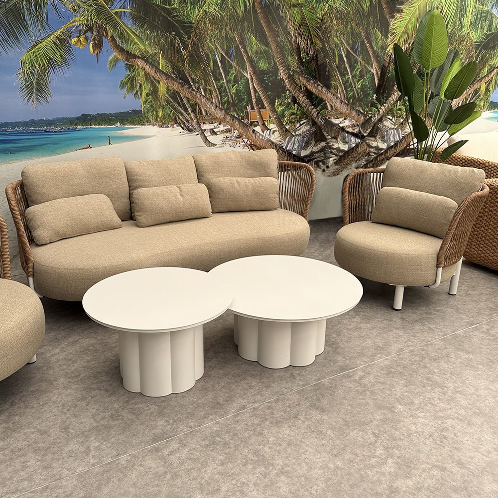 Salotto da Esterno Varsavia in Wicker Giardinia Outdoor - Bianco - immagine 2