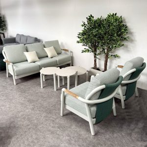 Salotto da Esterno Tirrenia in Alluminio Giardinia Outdoor - Bianco/Verde