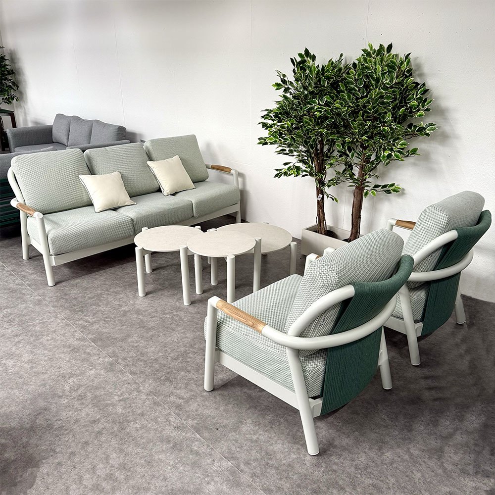 Salotto da Esterno Tirrenia in Alluminio Giardinia Outdoor - Bianco/Verde