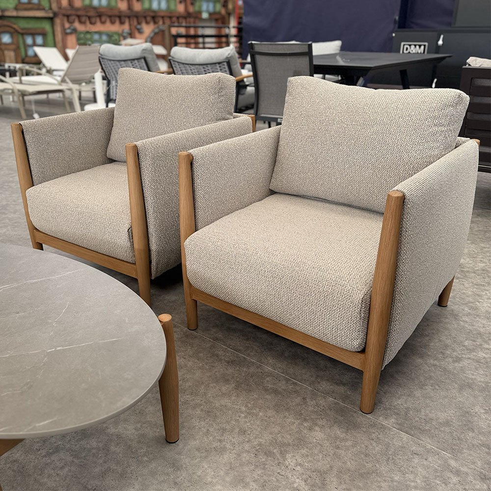 Salotto da Esterno Colton in Alluminio Effetto Legno Vacchetti - Grigio/Naturale - immagine 2