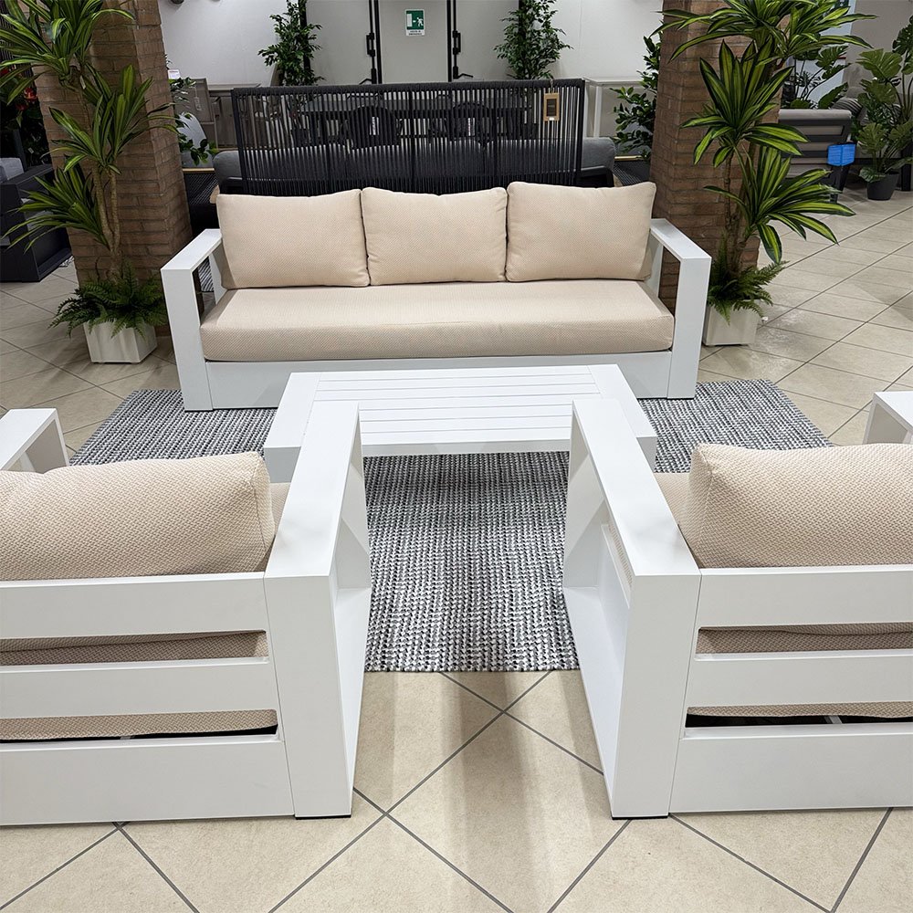 Salotto da Esterno Trieste in Alluminio Giardinia Outdoor - Bianco