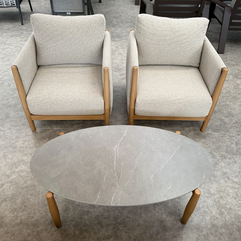 Salotto da Esterno Colton in Alluminio Effetto Legno Vacchetti - Grigio/Naturale - immagine 5