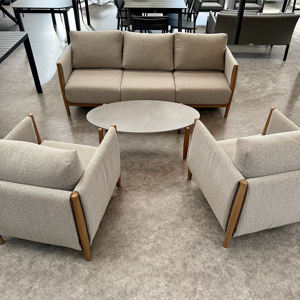 Salotto da Esterno Colton in Alluminio Effetto Legno Vacchetti - Grigio/Naturale - immagine 3