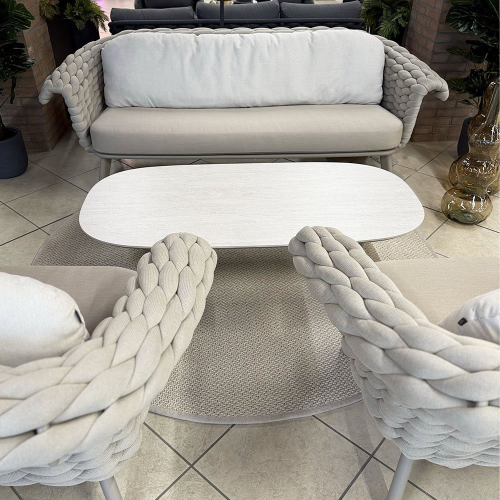 Salotto da Esterno Levanto in Alluminio e Corda Giardinia Outdoor - Grigio