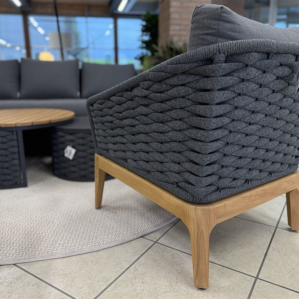 Salotto da Esterno Olbia in Alluminio e Teak Giardinia Outdoor - Grigio Scuro - immagine 5