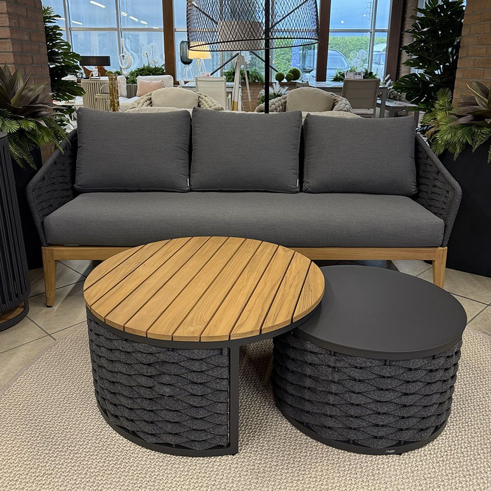 Salotto da Esterno Olbia in Alluminio e Teak Giardinia Outdoor - Grigio Scuro - immagine 3