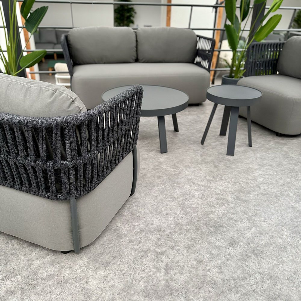 Salotto da Esterno Praga in Alluminio e Corda Giardinia Outdoor - Charcoal - immagine 2