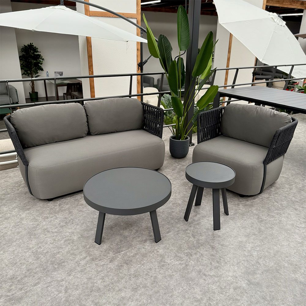 Salotto da Esterno Praga in Alluminio e Corda Giardinia Outdoor - Charcoal - immagine 3