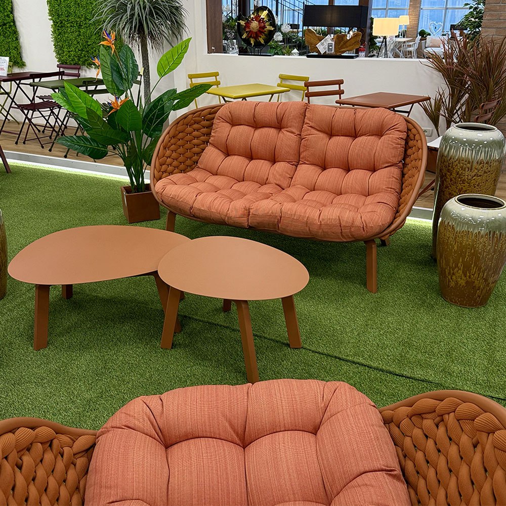 Salotto da Esterno Calais in Alluminio e Corda Giardinia Outdoor - Rosso Mattone