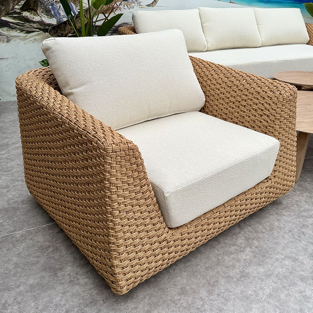 Salotto da Esterno Madeira in Wicker effetto Rattan Giardinia Outdoor - Naturale - immagine 2