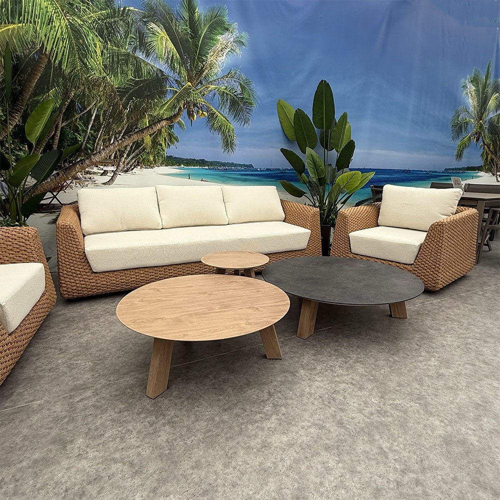 Salotto da Esterno Madeira in Wicker effetto Rattan Giardinia Outdoor - Naturale - immagine 3