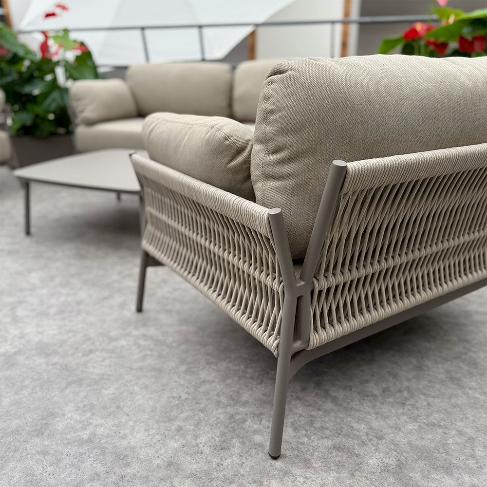 Salotto da Esterno Lubiana in Alluminio e Corda Giardinia Outdoor - Tortora - immagine 3