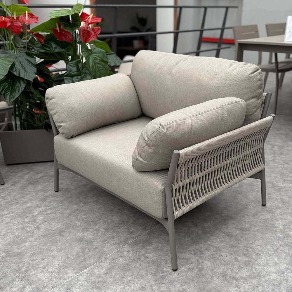 Salotto da Esterno Lubiana in Alluminio e Corda Giardinia Outdoor - Tortora - immagine 2