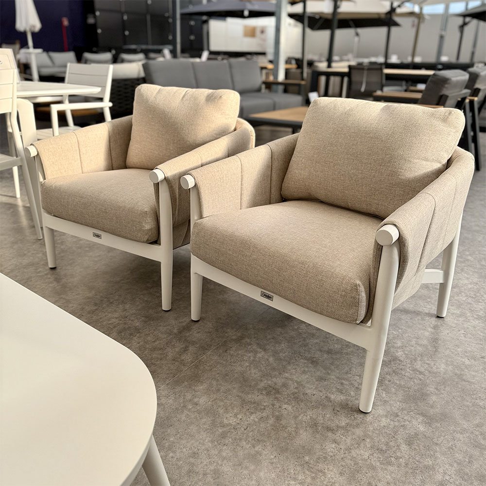 Salotto da Esterno Atollo in Alluminio Giardinia Outdoor - Bianco/Tortora - immagine 4