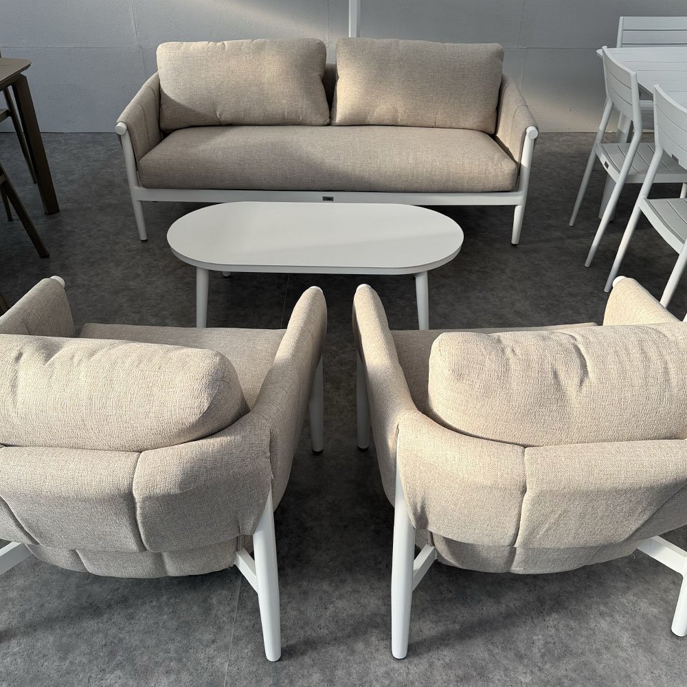 Salotto da Esterno Atollo in Alluminio Giardinia Outdoor - Bianco/Tortora