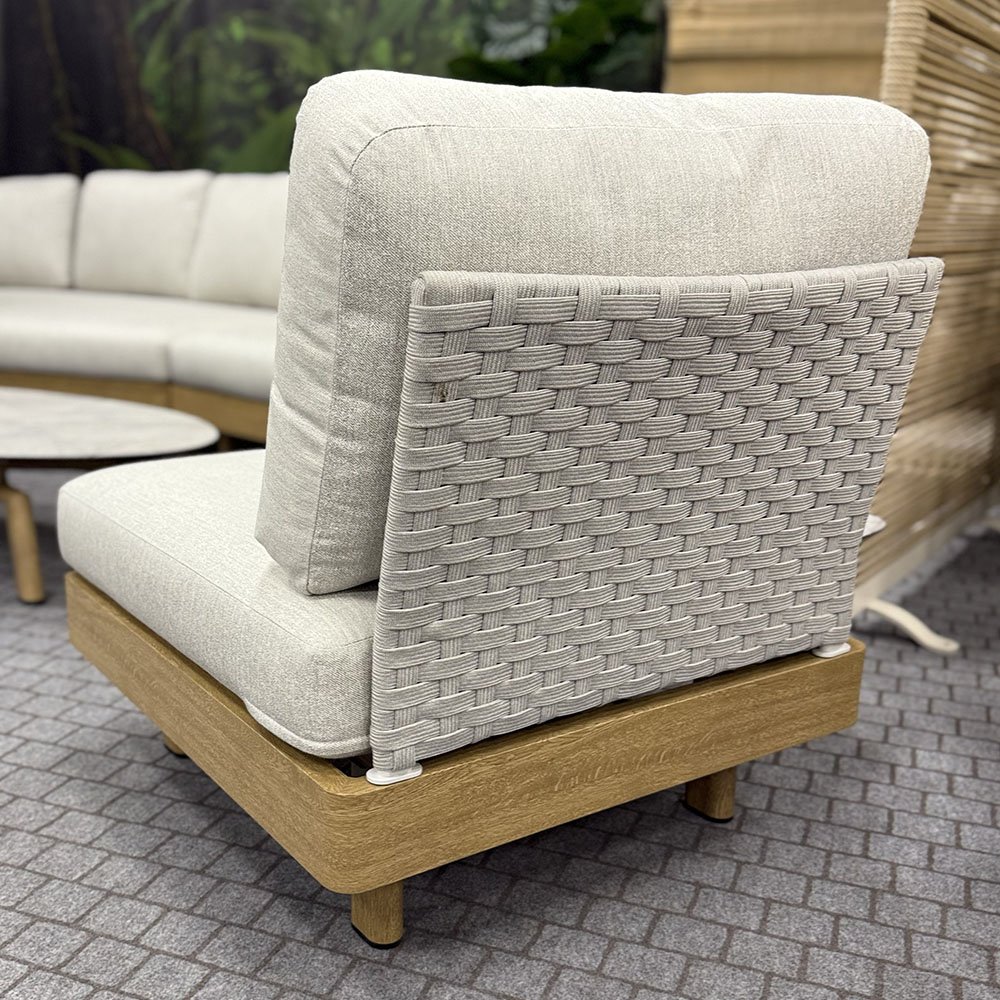 Salotto da Esterno Angolare Lounge in Alluminio Effetto Legno MV Outdoor - Grigio Chiaro - immagine 4