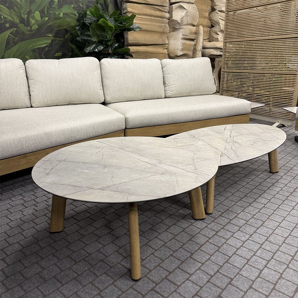 Salotto da Esterno Angolare Lounge in Alluminio Effetto Legno MV Outdoor - Grigio Chiaro - immagine 3