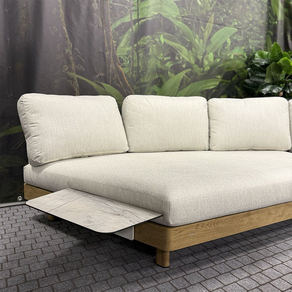 Salotto da Esterno Angolare Lounge in Alluminio Effetto Legno MV Outdoor - Grigio Chiaro - immagine 5