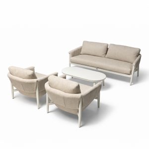 Salotto da Esterno Atollo in Alluminio Giardinia Outdoor - Bianco/Tortora