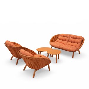 Salotto da Esterno Calais in Alluminio e Corda Giardinia Outdoor - Rosso Mattone