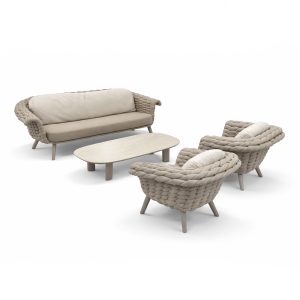 Salotto da Esterno Levanto in Alluminio e Corda Giardinia Outdoor - Grigio