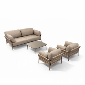 Salotto da Esterno Lubiana in Alluminio e Corda Giardinia Outdoor - Tortora