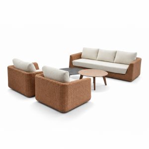 Salotto da Esterno Madeira in Wicker effetto Rattan Giardinia Outdoor - Naturale