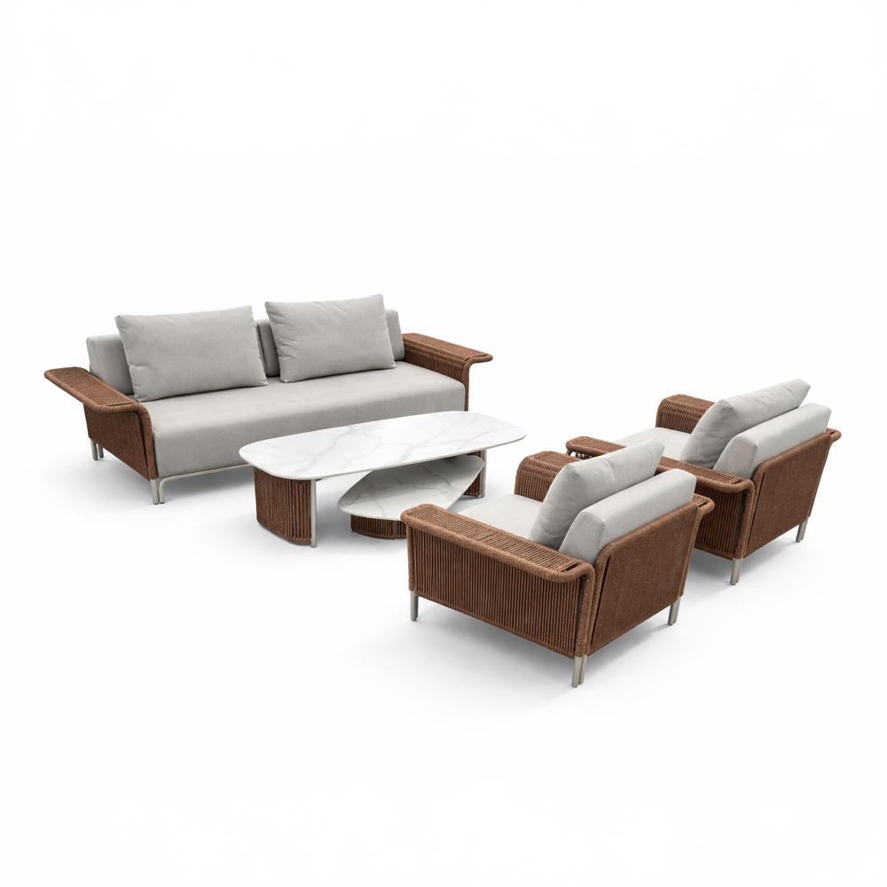 Salotto da Esterno Maui in Alluminio e Wicker Sintetico Giardinia Outdoor - Tortora