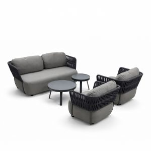 Salotto da Esterno Praga in Alluminio e Corda Giardinia Outdoor - Charcoal