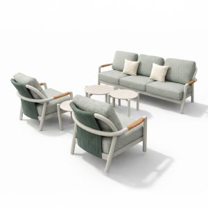 Salotto da Esterno Tirrenia in Alluminio Giardinia Outdoor - Bianco/Verde