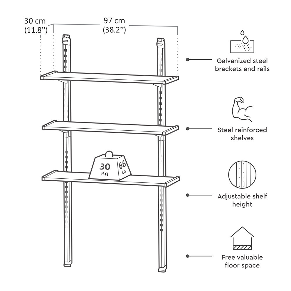 Set di Scaffali per Casette in Resina Keter - 100 cm - immagine 4