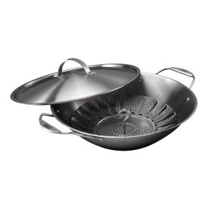 Wok in Acciaio Inox con Cestello di Cottura a Vapore Weber Crafted - 7684